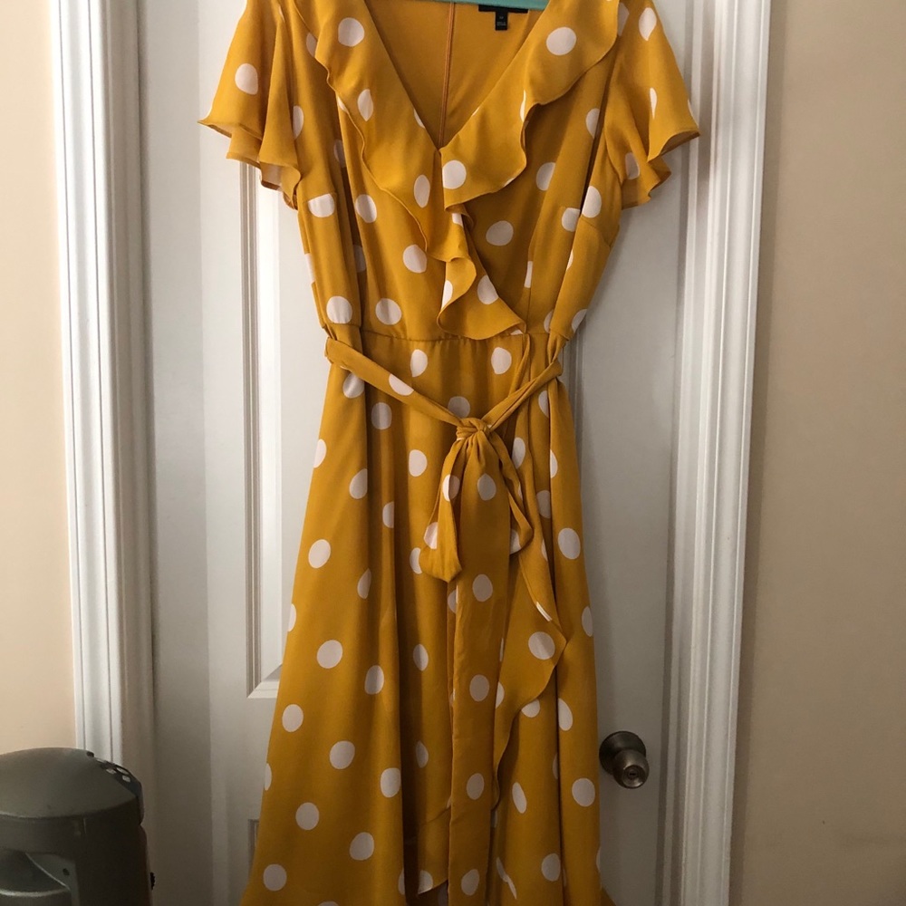 Mustard yellow polka dot dress